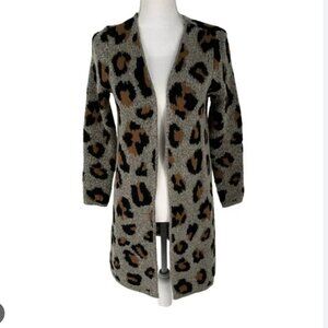 Fortune & Ivy Karrie Long Sleeve Cardigan Leopard Print NWT